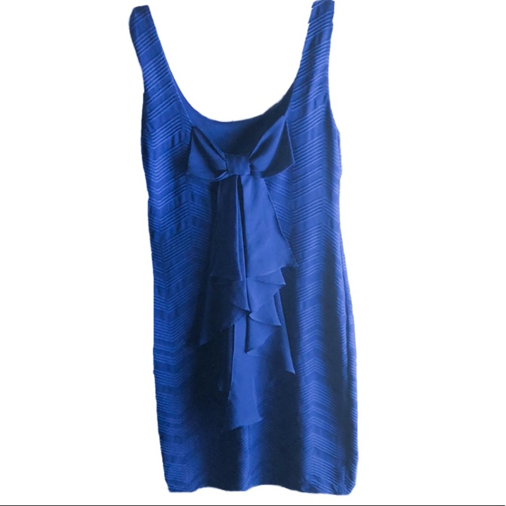 Royal Blue Dress with Chiffon Bow in the back.